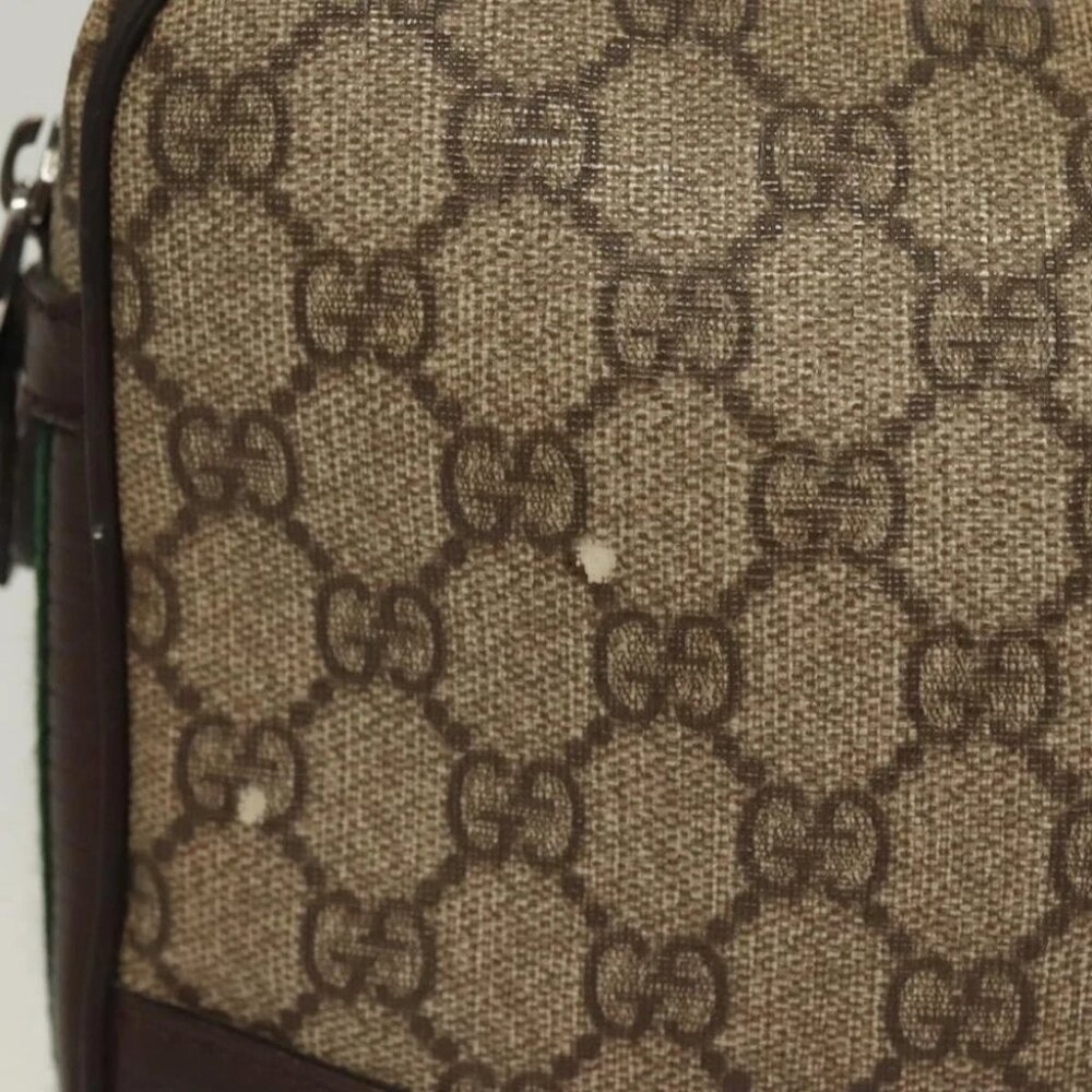 GUCCI GG Supreme Web Sherry Line Clutch Bag PVC Beige Silver 152599 Auth hk2854 - Picture 4 of 14